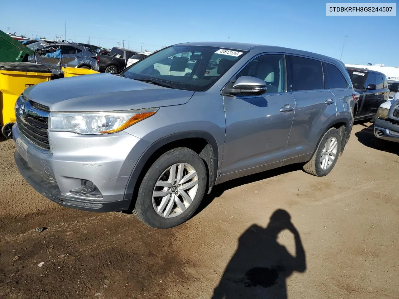 5TDBKRFH8GS244507 2016 Toyota Highlander Le