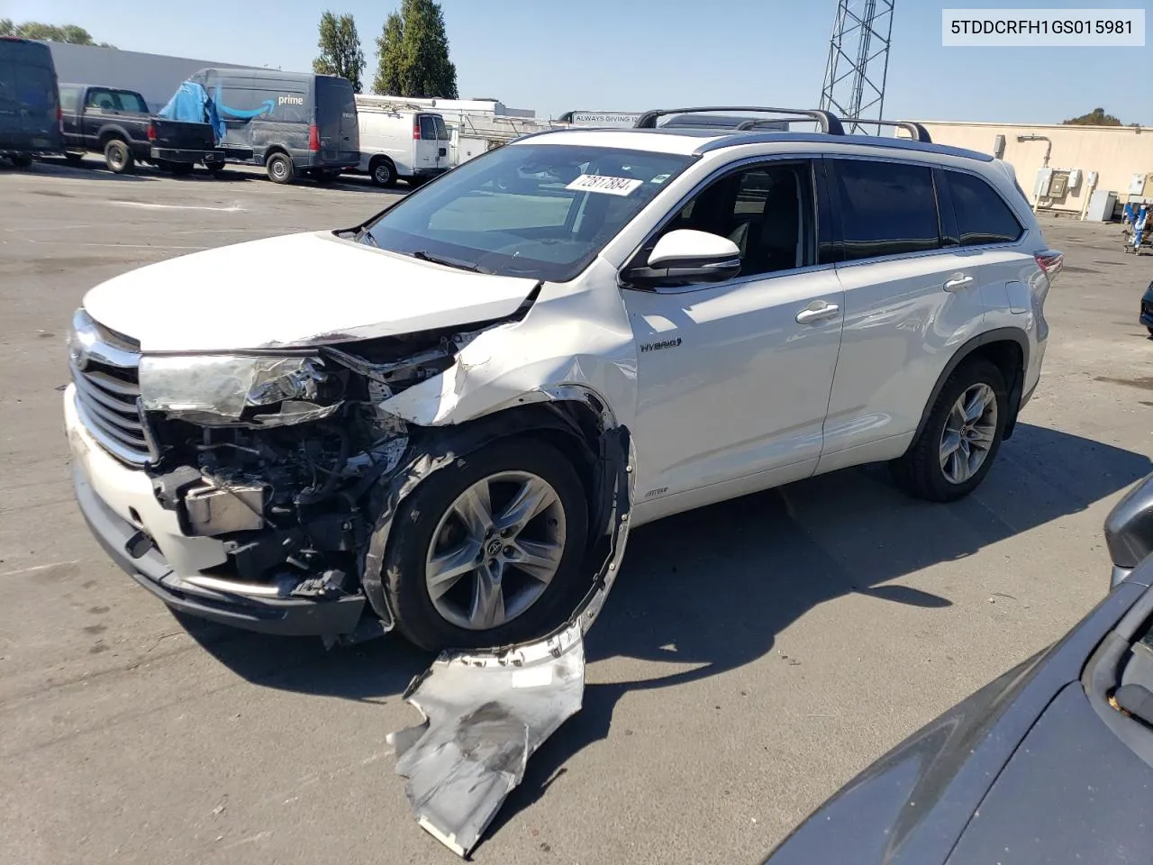 2016 Toyota Highlander Hybrid Limited VIN: 5TDDCRFH1GS015981 Lot: 72817884