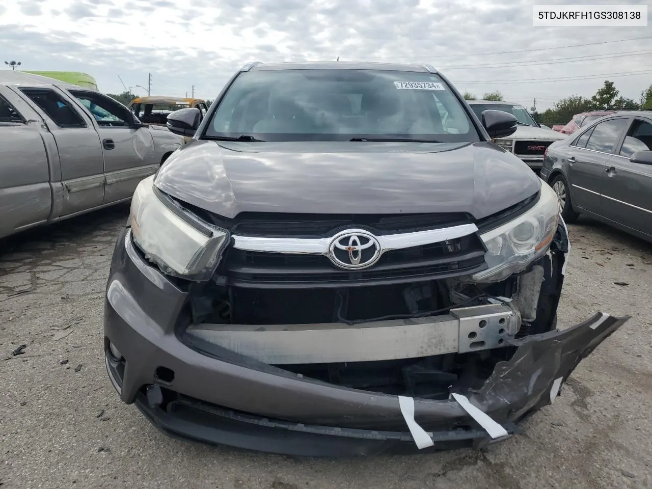 2016 Toyota Highlander Xle VIN: 5TDJKRFH1GS308138 Lot: 72935734