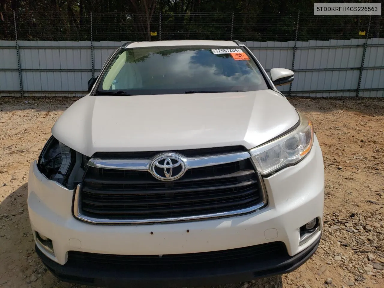 2016 Toyota Highlander Limited VIN: 5TDDKRFH4GS226563 Lot: 72967284