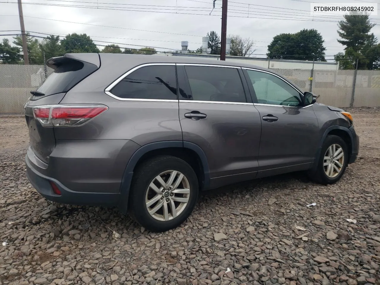 2016 Toyota Highlander Le VIN: 5TDBKRFH8GS245902 Lot: 73221254