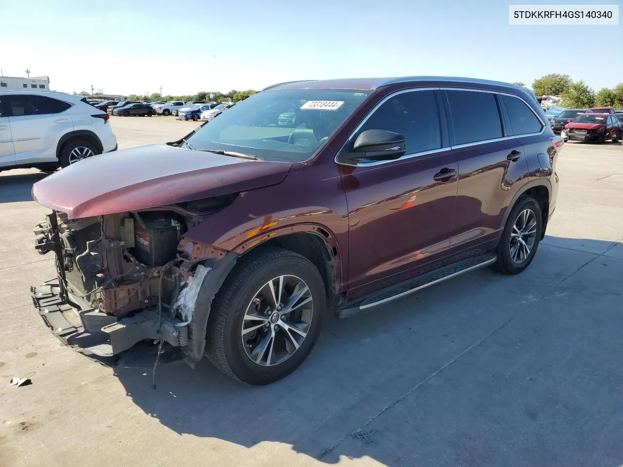 2016 Toyota Highlander Xle VIN: 5TDKKRFH4GS140340 Lot: 73318444