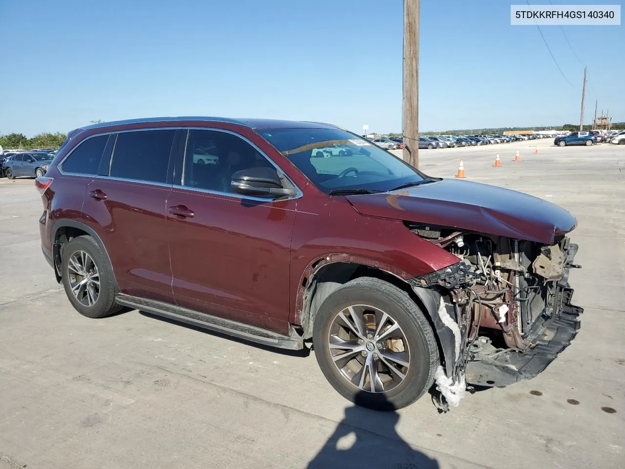 2016 Toyota Highlander Xle VIN: 5TDKKRFH4GS140340 Lot: 73318444