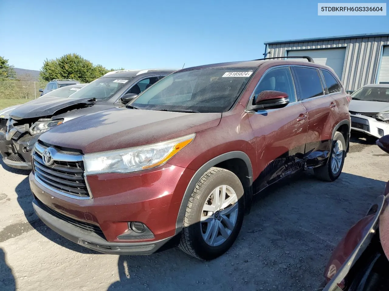 2016 Toyota Highlander Le VIN: 5TDBKRFH6GS336604 Lot: 75185824