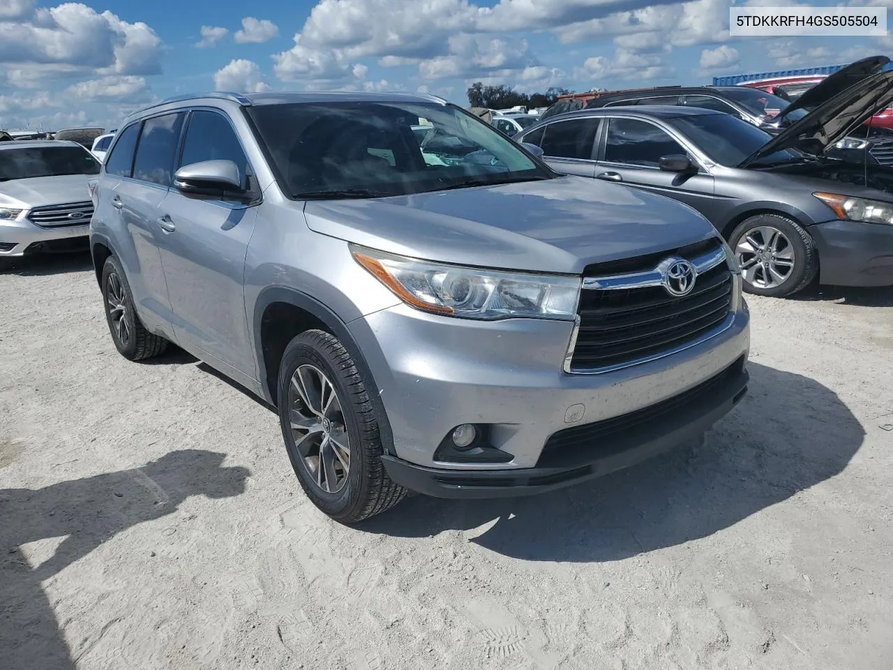 2016 Toyota Highlander Xle VIN: 5TDKKRFH4GS505504 Lot: 76236574