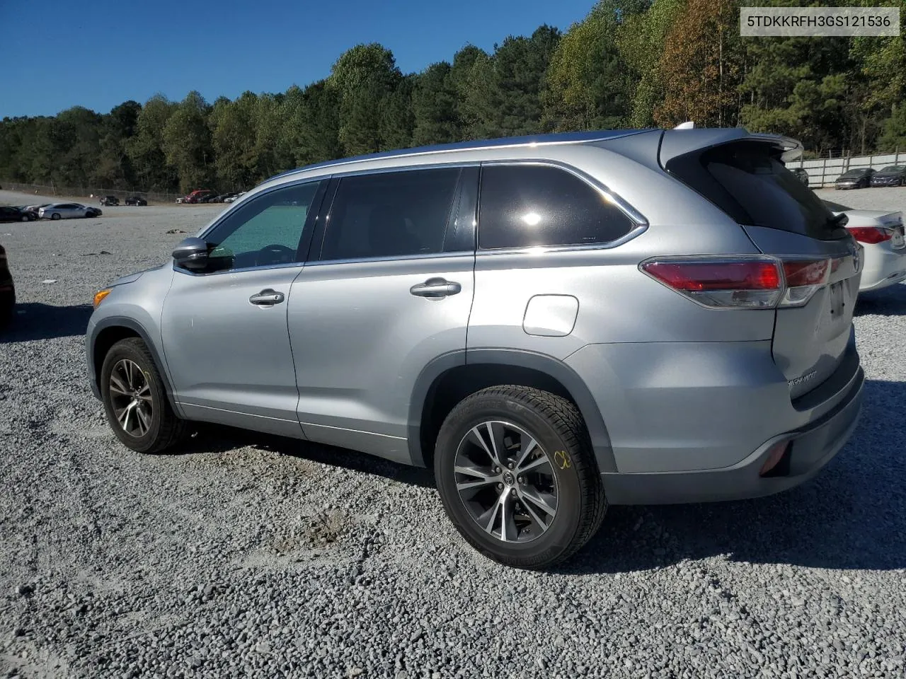 2016 Toyota Highlander Xle VIN: 5TDKKRFH3GS121536 Lot: 76956804