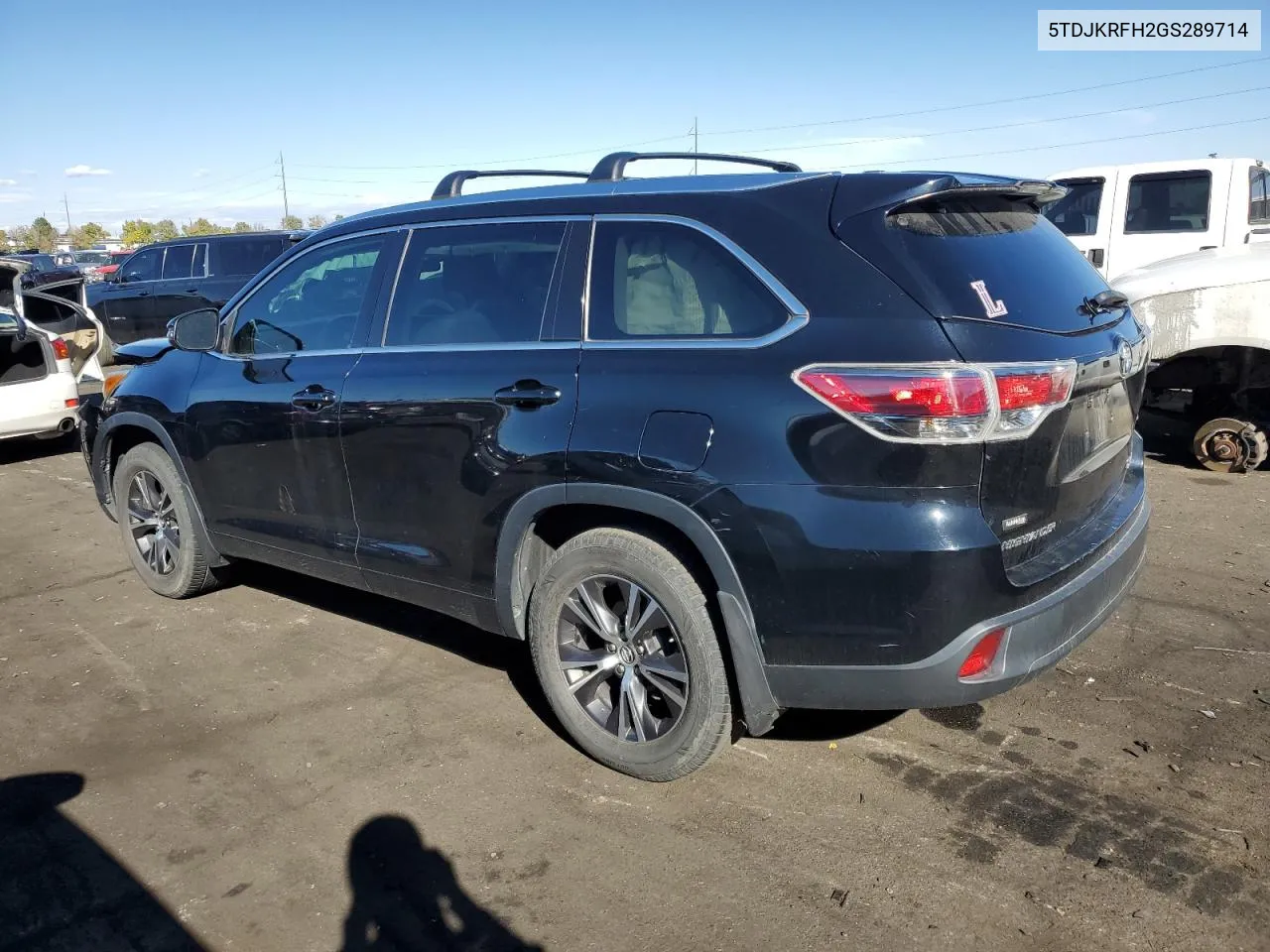 2016 Toyota Highlander Xle VIN: 5TDJKRFH2GS289714 Lot: 77197944