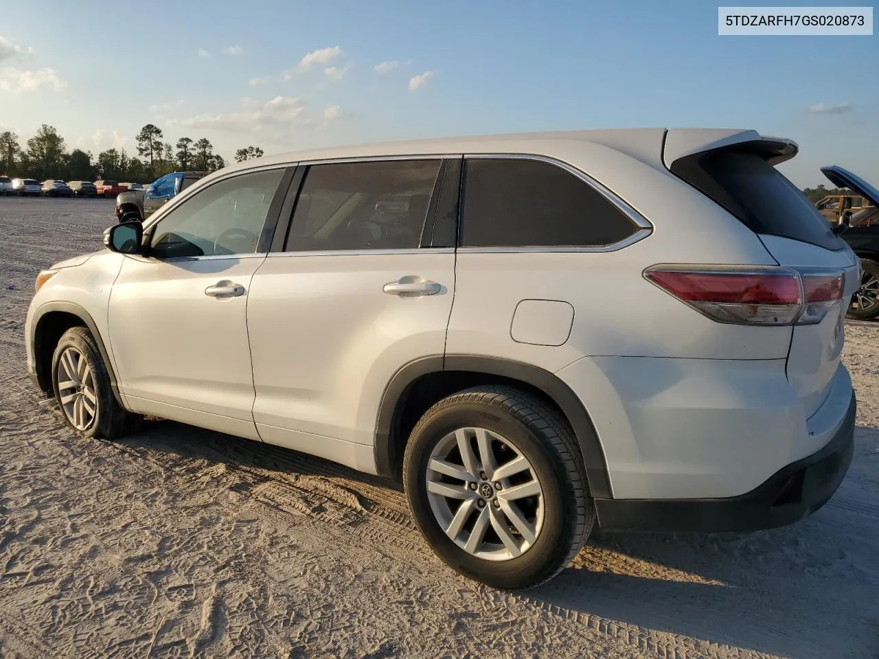 2016 Toyota Highlander Le VIN: 5TDZARFH7GS020873 Lot: 77740264