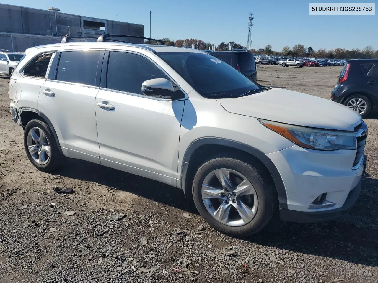 2016 Toyota Highlander Limited VIN: 5TDDKRFH3GS238753 Lot: 77741654