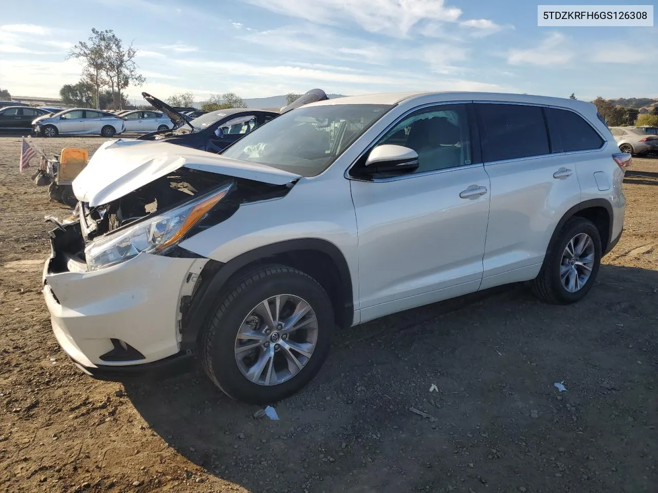 2016 Toyota Highlander Le VIN: 5TDZKRFH6GS126308 Lot: 77791364