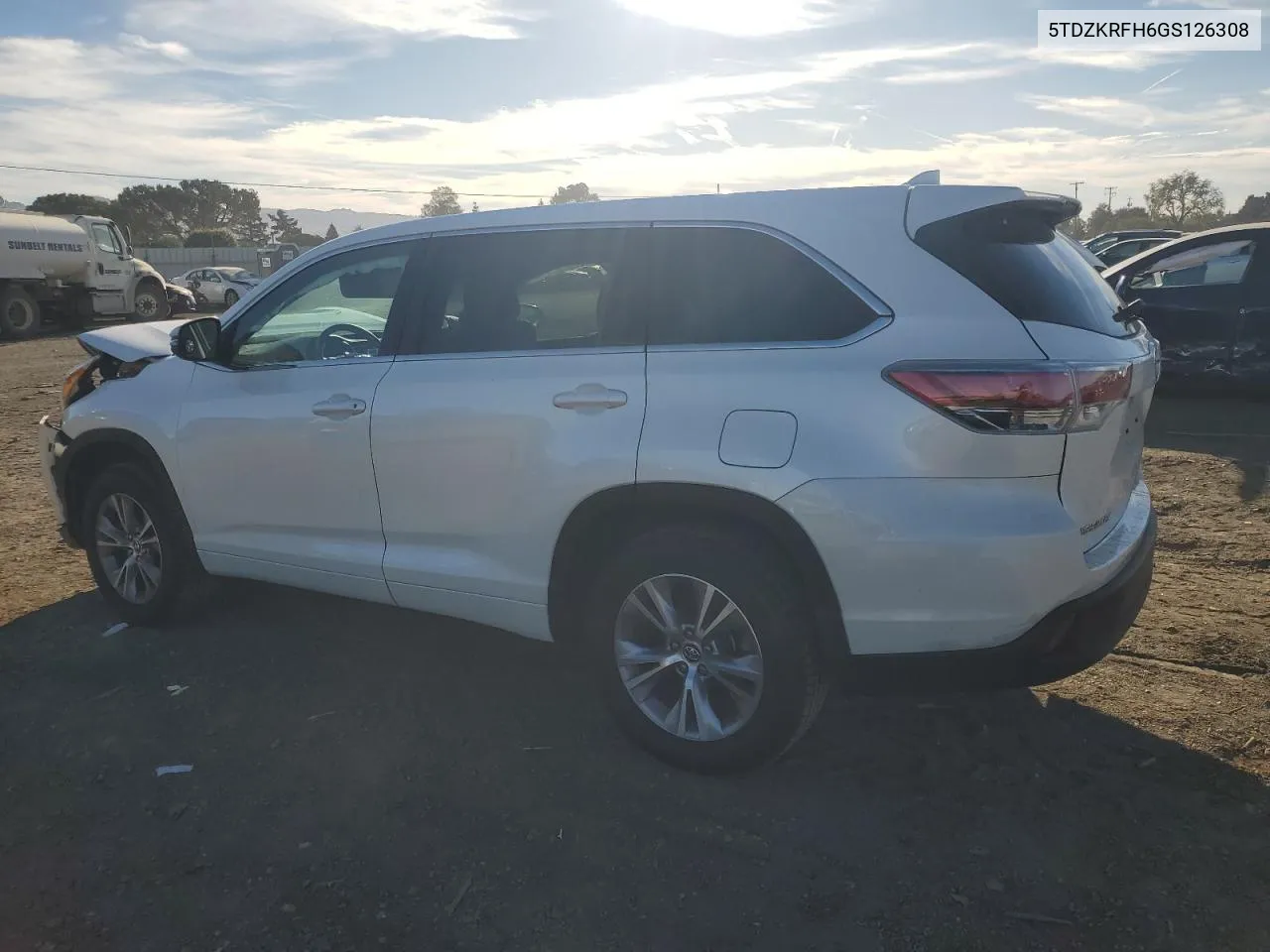 2016 Toyota Highlander Le VIN: 5TDZKRFH6GS126308 Lot: 77791364