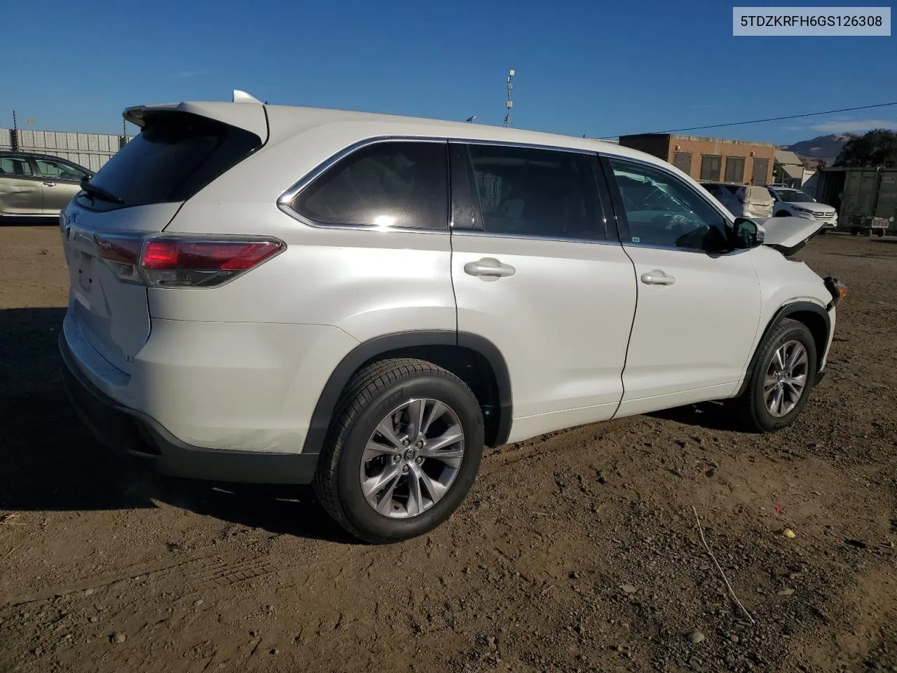 2016 Toyota Highlander Le VIN: 5TDZKRFH6GS126308 Lot: 77791364