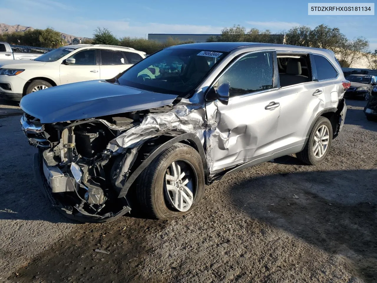 2016 Toyota Highlander Le VIN: 5TDZKRFHXGS181134 Lot: 78499344