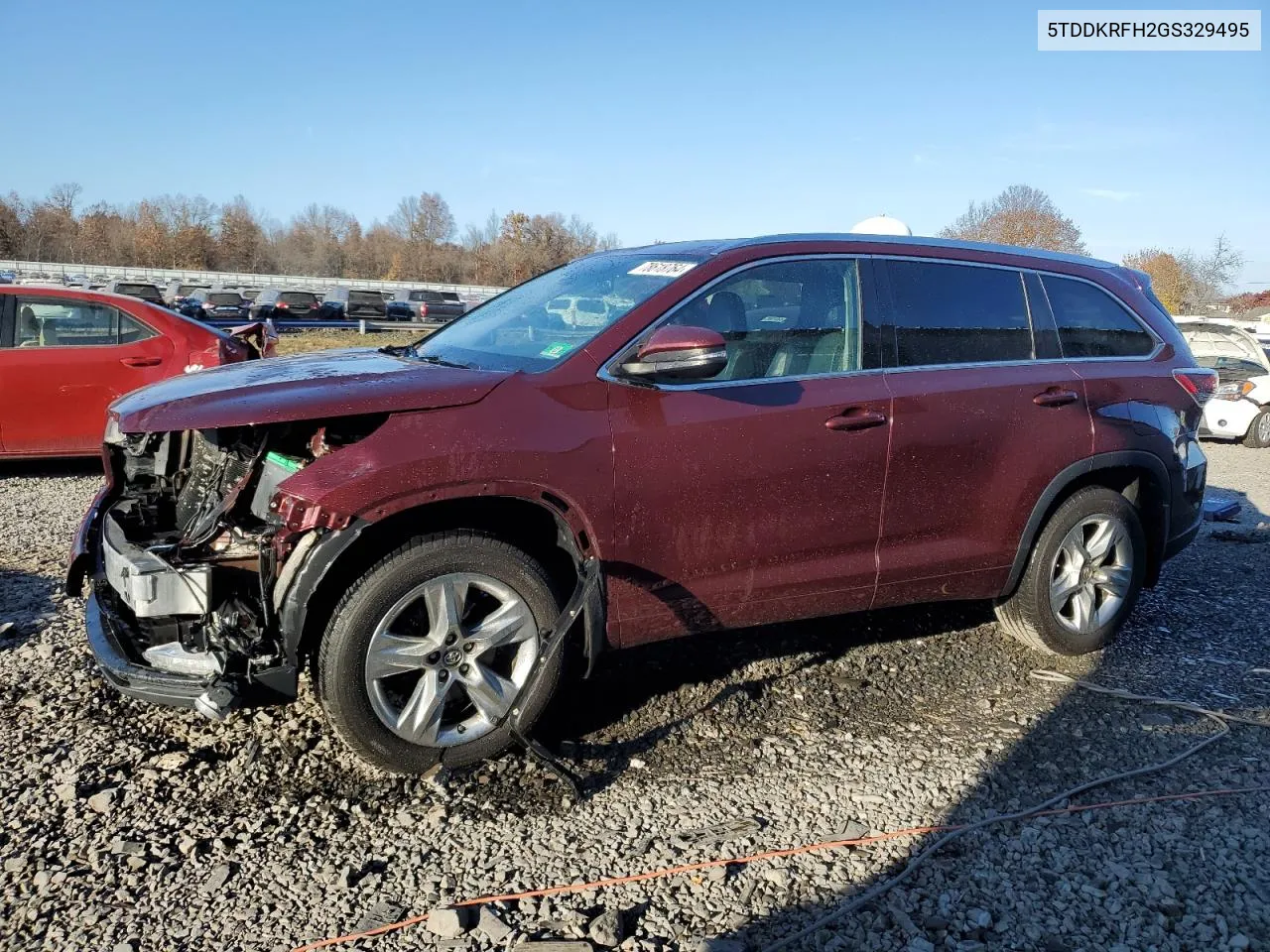 2016 Toyota Highlander Limited VIN: 5TDDKRFH2GS329495 Lot: 78618764