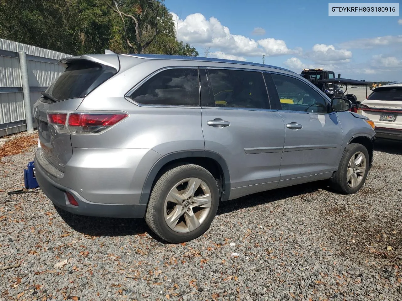 2016 Toyota Highlander Limited VIN: 5TDYKRFH8GS180916 Lot: 78770024