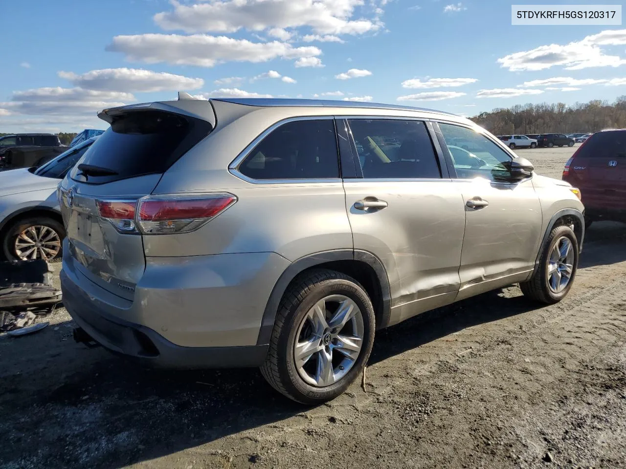 2016 Toyota Highlander Limited VIN: 5TDYKRFH5GS120317 Lot: 79462254