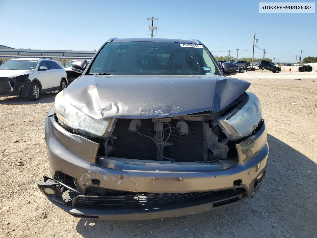 2016 Toyota Highlander Xle VIN: 5TDKKRFH9GS136087 Lot: 79489264