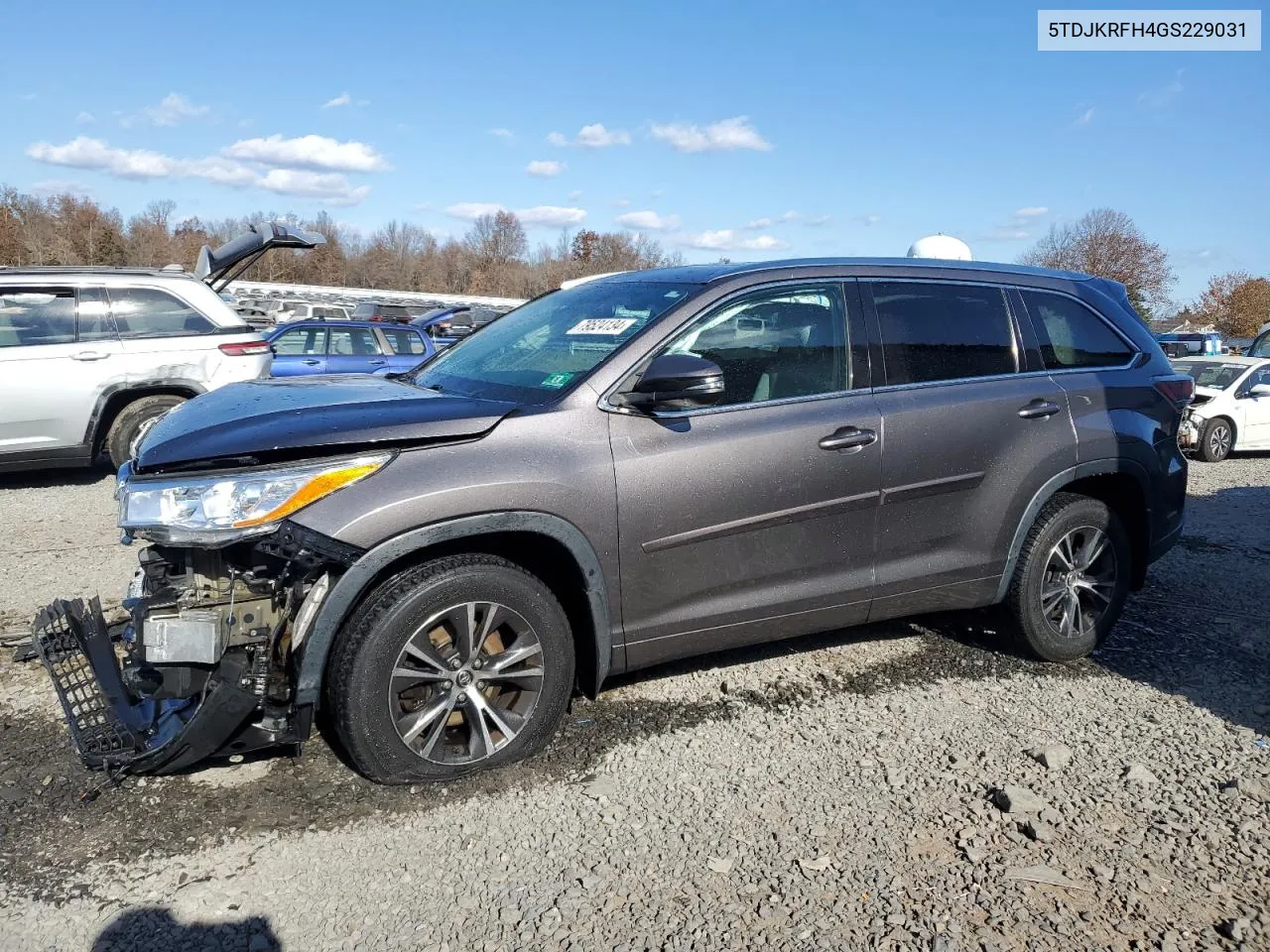 2016 Toyota Highlander Xle VIN: 5TDJKRFH4GS229031 Lot: 79524134