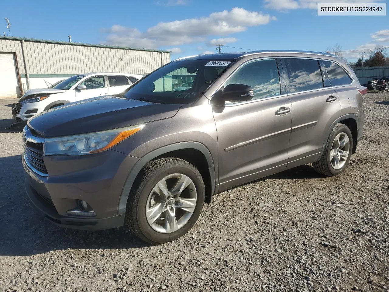 2016 Toyota Highlander Limited VIN: 5TDDKRFH1GS224947 Lot: 79641594