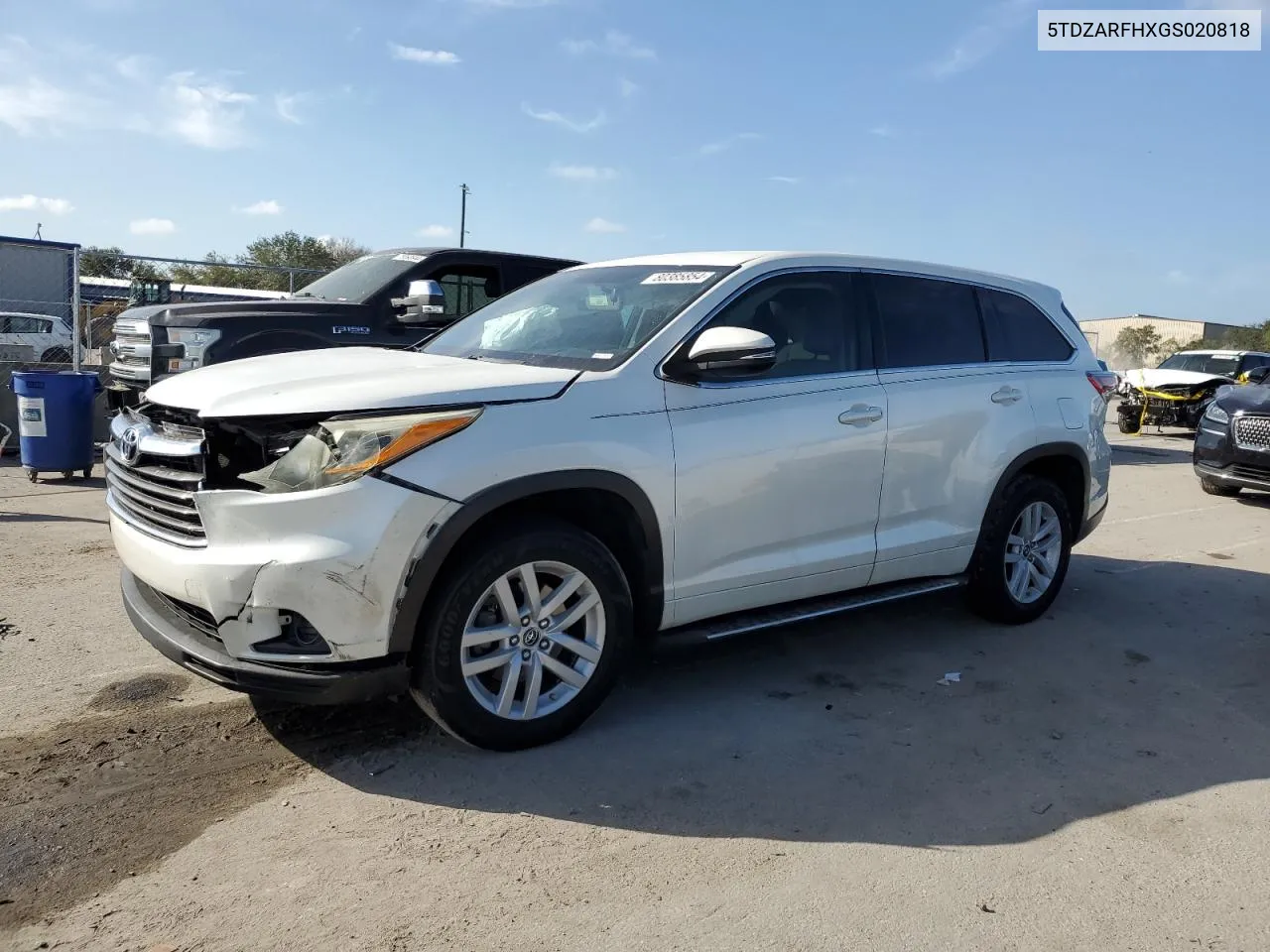 2016 Toyota Highlander Le VIN: 5TDZARFHXGS020818 Lot: 80385854