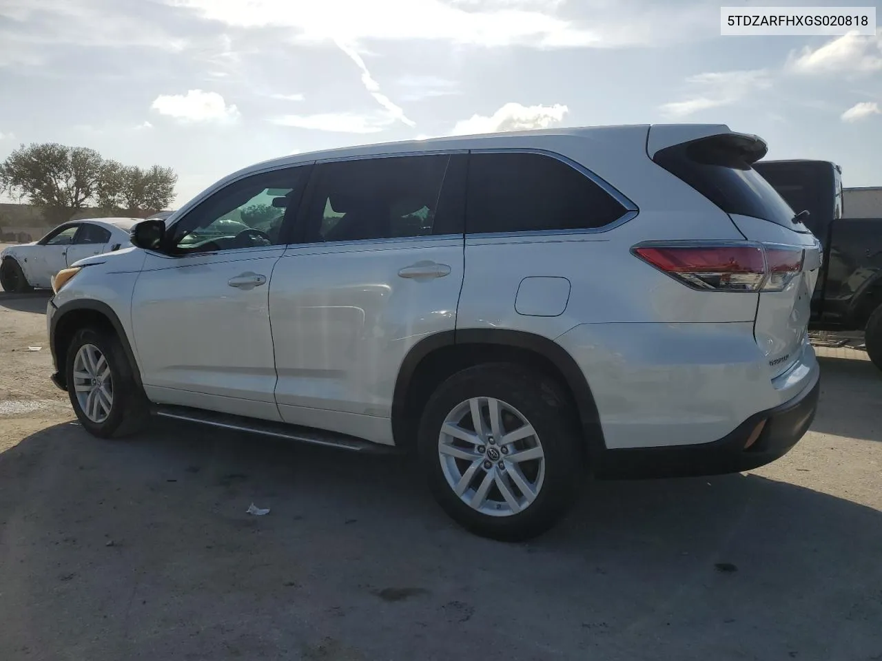 2016 Toyota Highlander Le VIN: 5TDZARFHXGS020818 Lot: 80385854