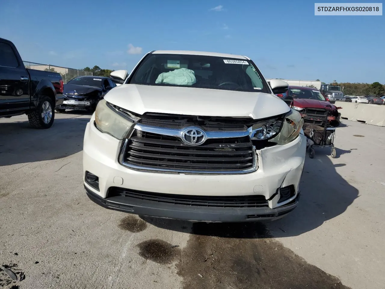 2016 Toyota Highlander Le VIN: 5TDZARFHXGS020818 Lot: 80385854