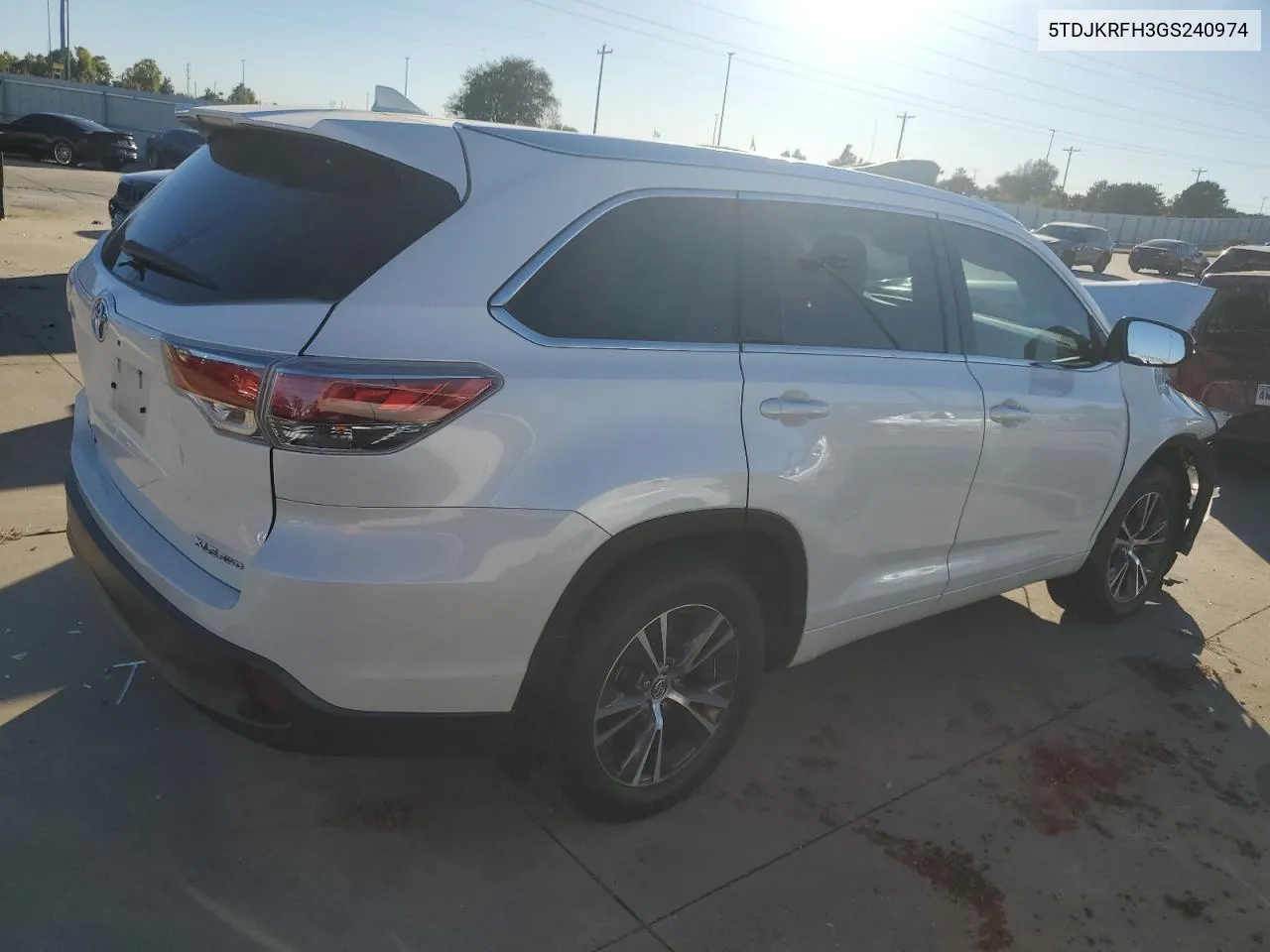 2016 Toyota Highlander Xle VIN: 5TDJKRFH3GS240974 Lot: 80592224