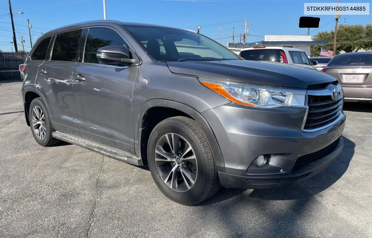 2016 Toyota Highlander Xle VIN: 5TDKKRFH0GS144885 Lot: 80865484