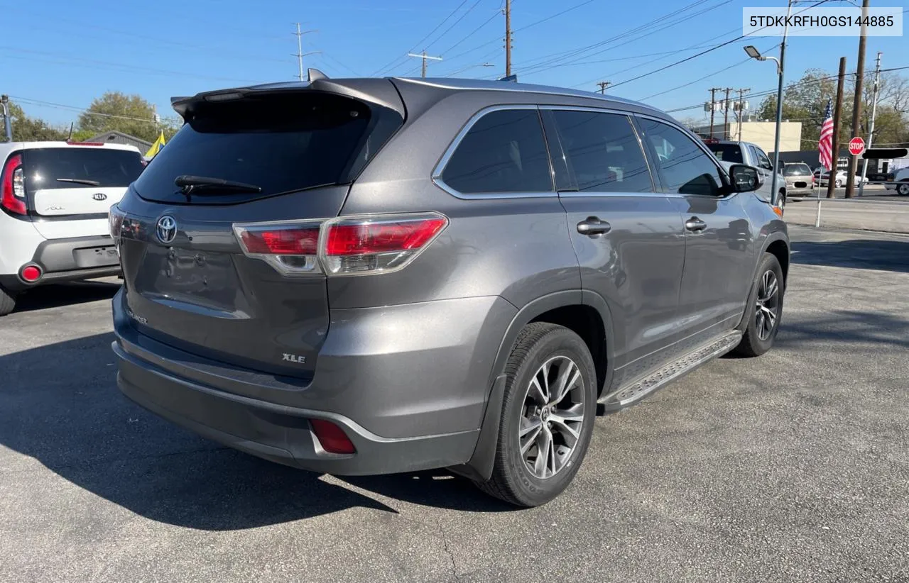 2016 Toyota Highlander Xle VIN: 5TDKKRFH0GS144885 Lot: 80865484