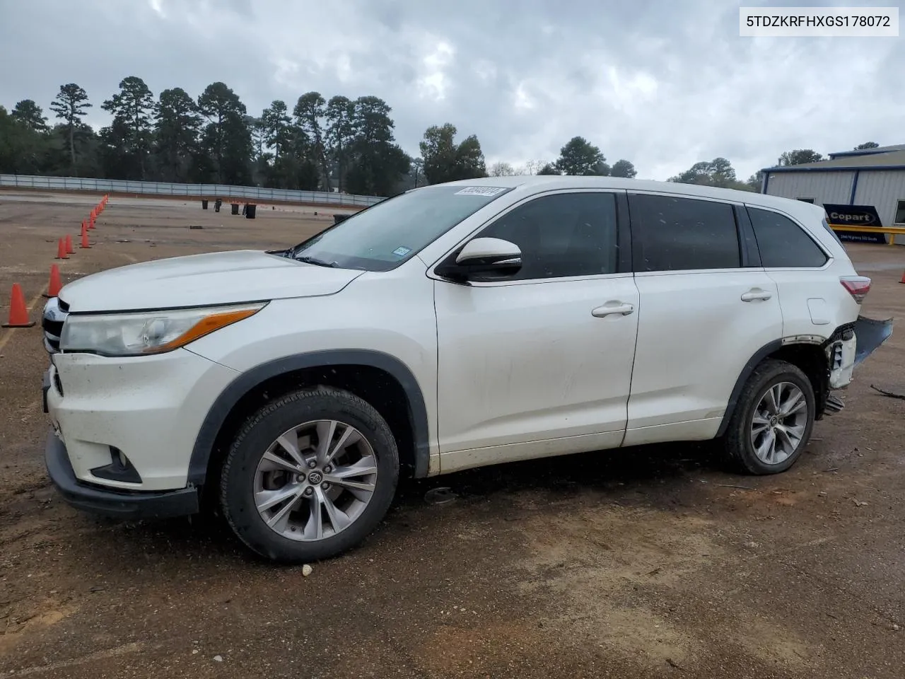 2016 Toyota Highlander Le VIN: 5TDZKRFHXGS178072 Lot: 80949014