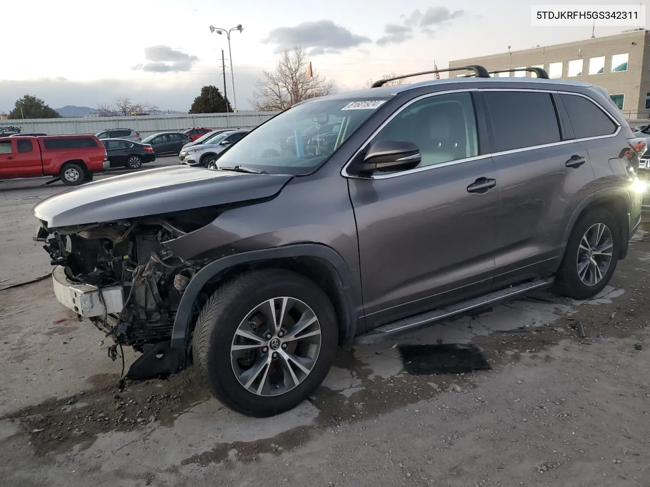 2016 Toyota Highlander Xle VIN: 5TDJKRFH5GS342311 Lot: 81601924