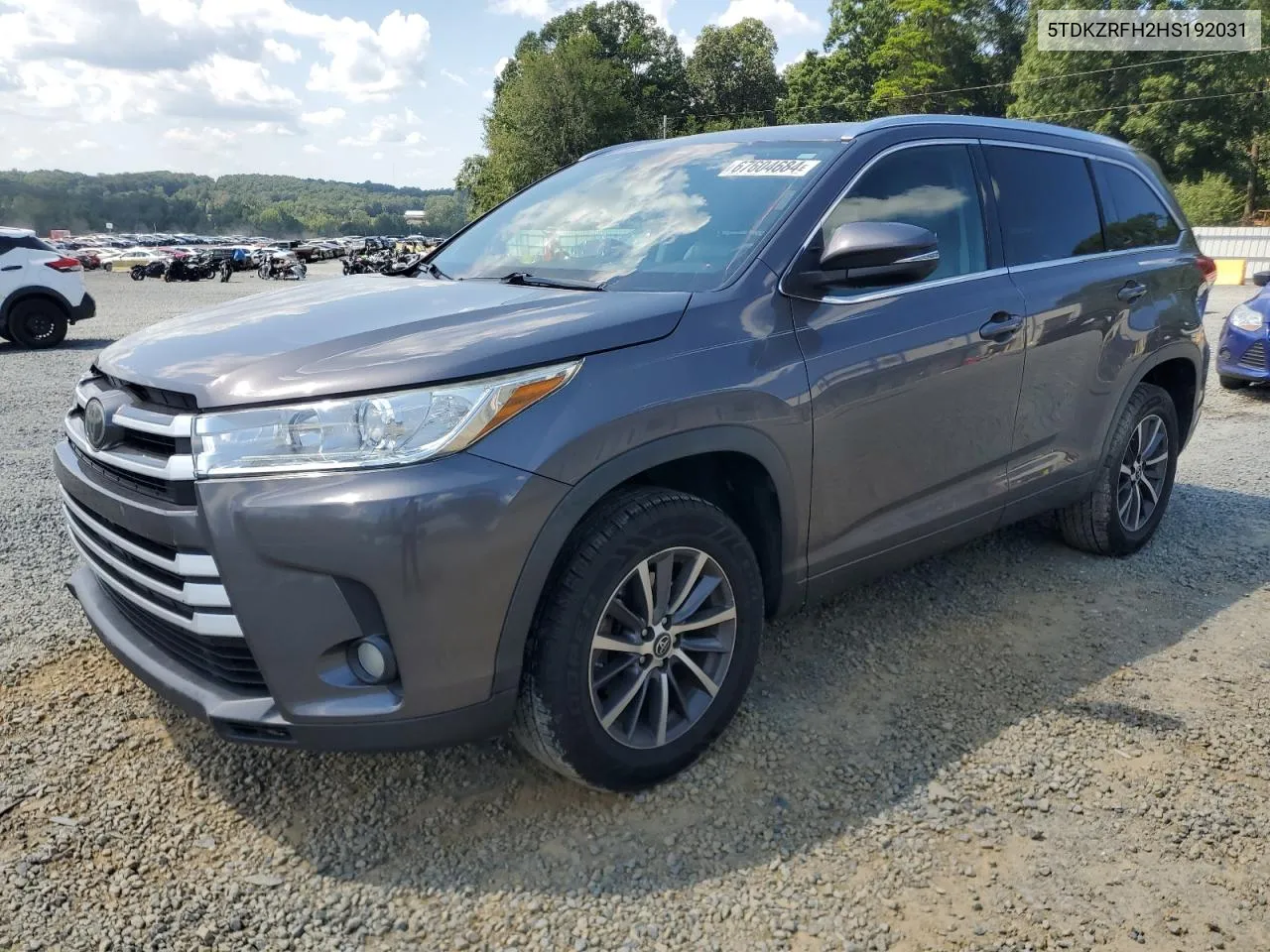 2017 Toyota Highlander Se VIN: 5TDKZRFH2HS192031 Lot: 67604684