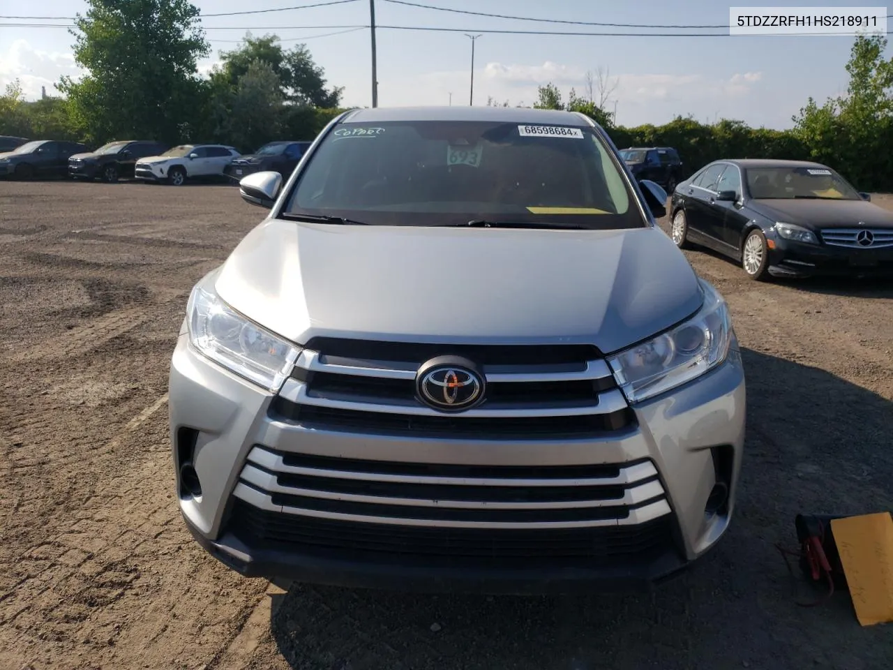 2017 Toyota Highlander Le VIN: 5TDZZRFH1HS218911 Lot: 68598684