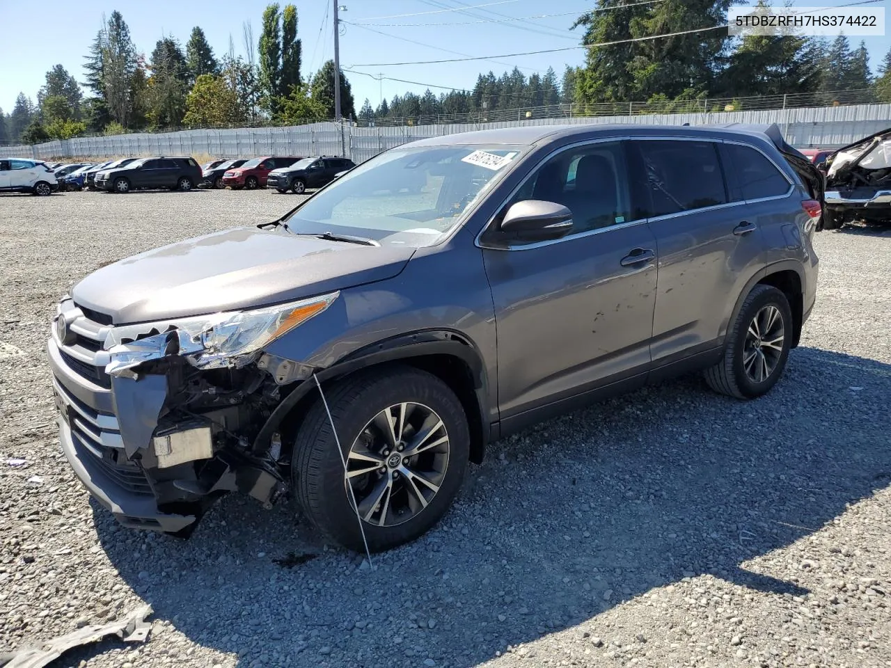 2017 Toyota Highlander Le VIN: 5TDBZRFH7HS374422 Lot: 69876294