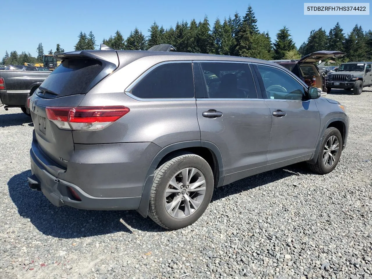 5TDBZRFH7HS374422 2017 Toyota Highlander Le