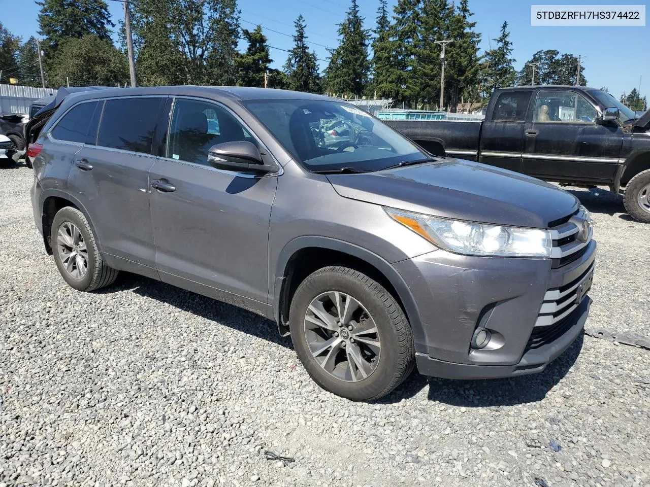 2017 Toyota Highlander Le VIN: 5TDBZRFH7HS374422 Lot: 69876294