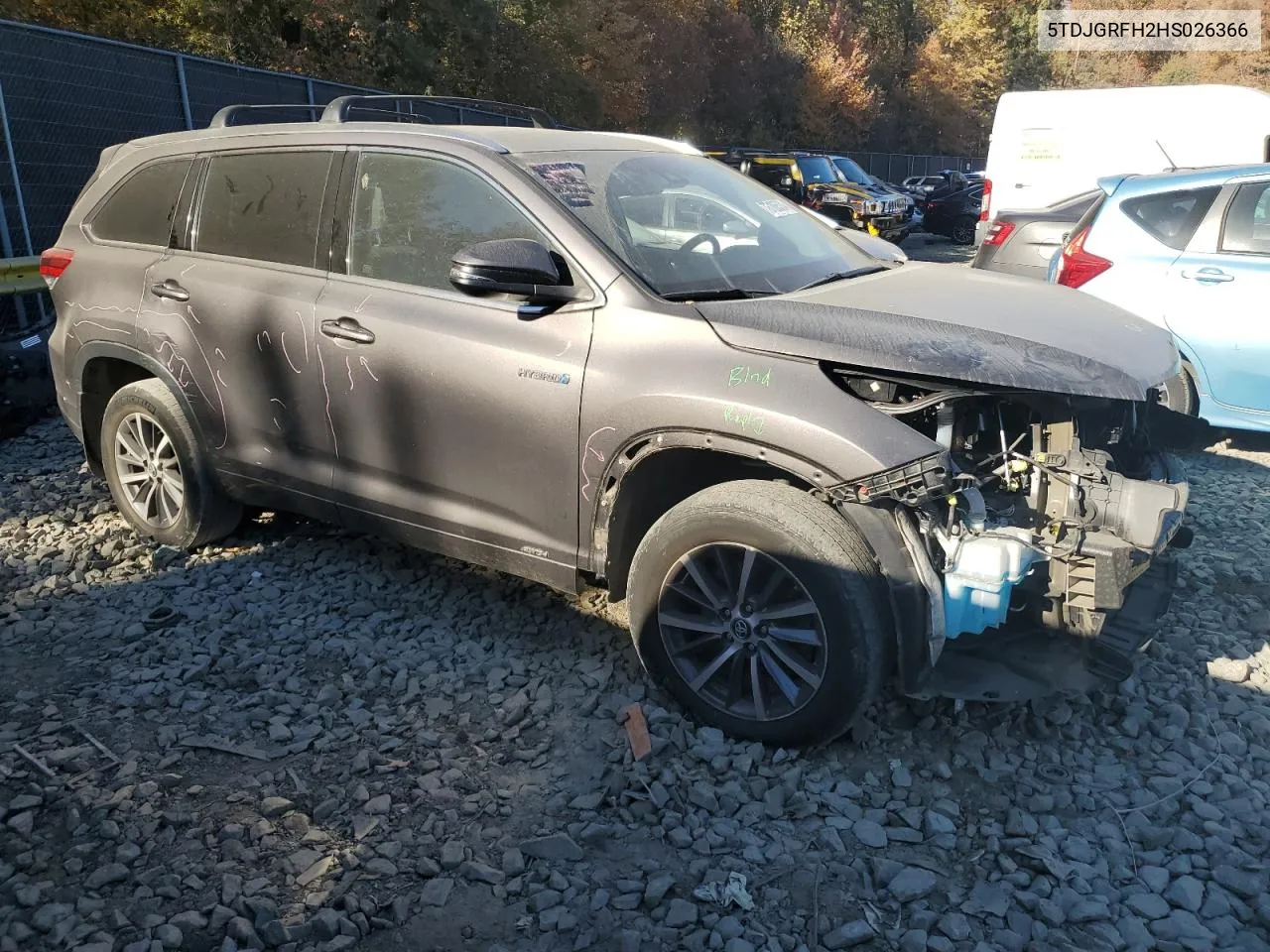 2017 Toyota Highlander Hybrid VIN: 5TDJGRFH2HS026366 Lot: 76106524