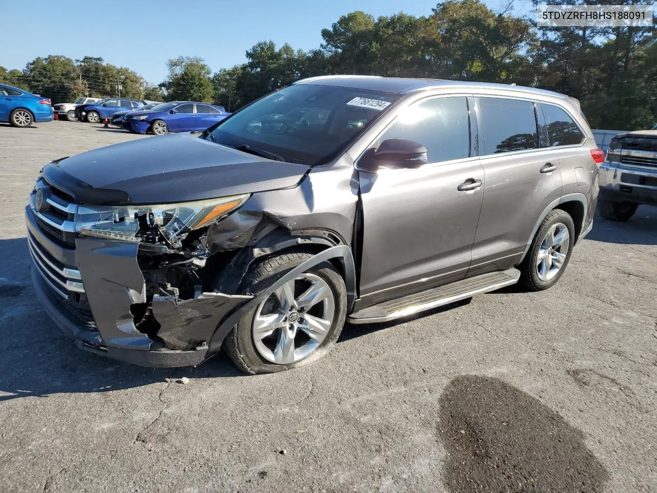 2017 Toyota Highlander Limited VIN: 5TDYZRFH8HS188091 Lot: 77661294