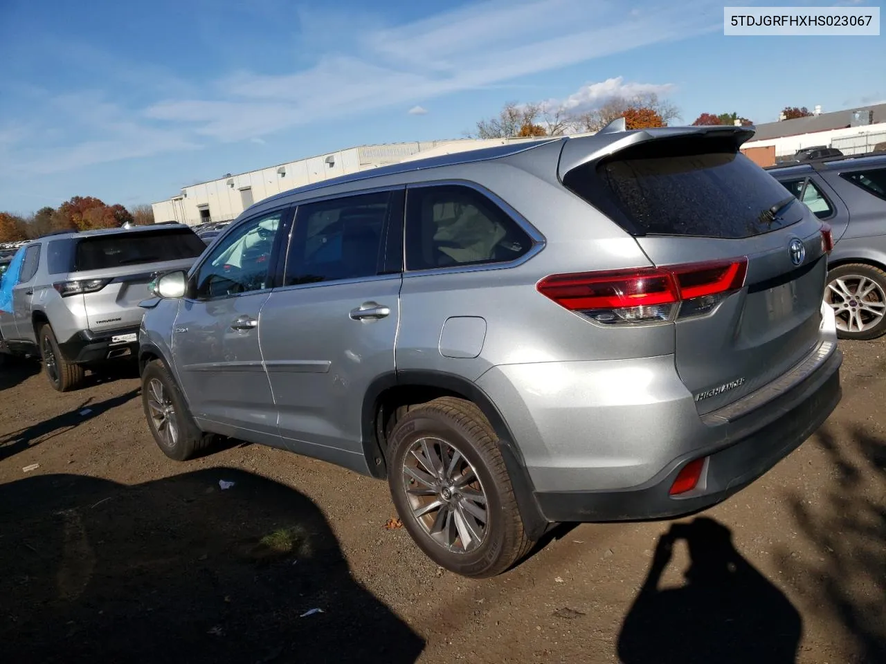 2017 Toyota Highlander Hybrid VIN: 5TDJGRFHXHS023067 Lot: 77755604