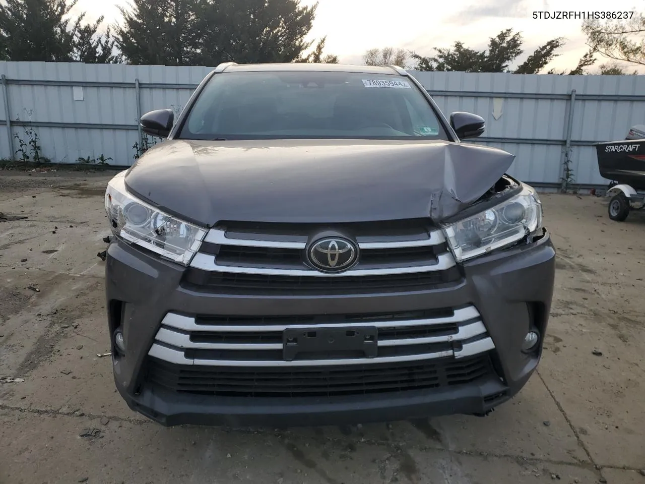 2017 Toyota Highlander Se VIN: 5TDJZRFH1HS386237 Lot: 78935944