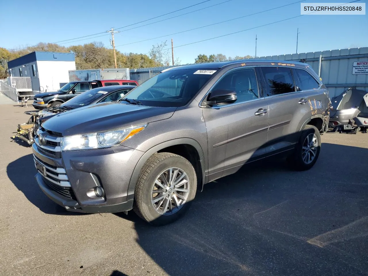 2017 Toyota Highlander Se VIN: 5TDJZRFH0HS520848 Lot: 79838774