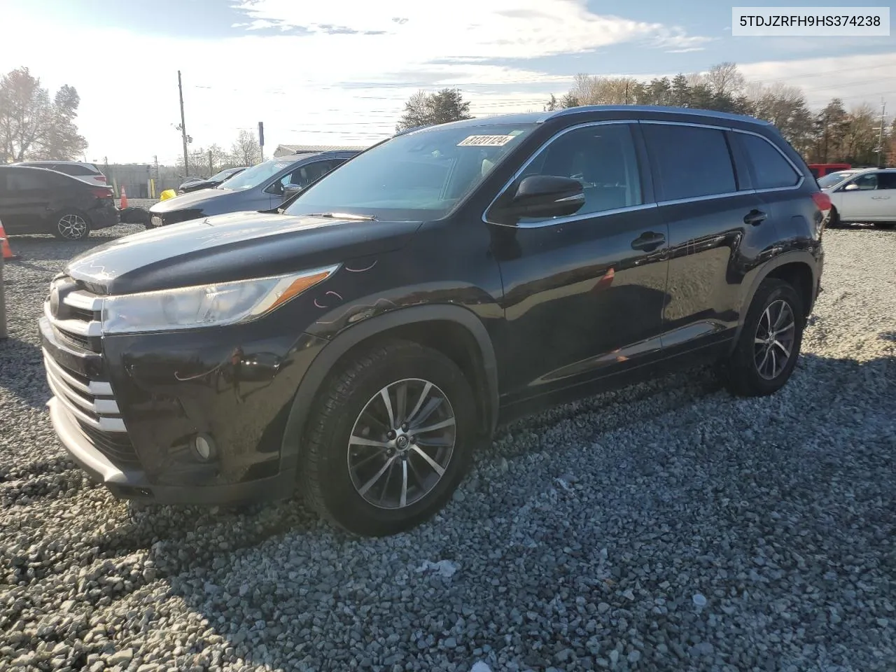 2017 Toyota Highlander Se VIN: 5TDJZRFH9HS374238 Lot: 81231124