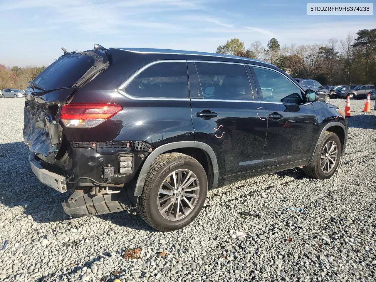 2017 Toyota Highlander Se VIN: 5TDJZRFH9HS374238 Lot: 81231124