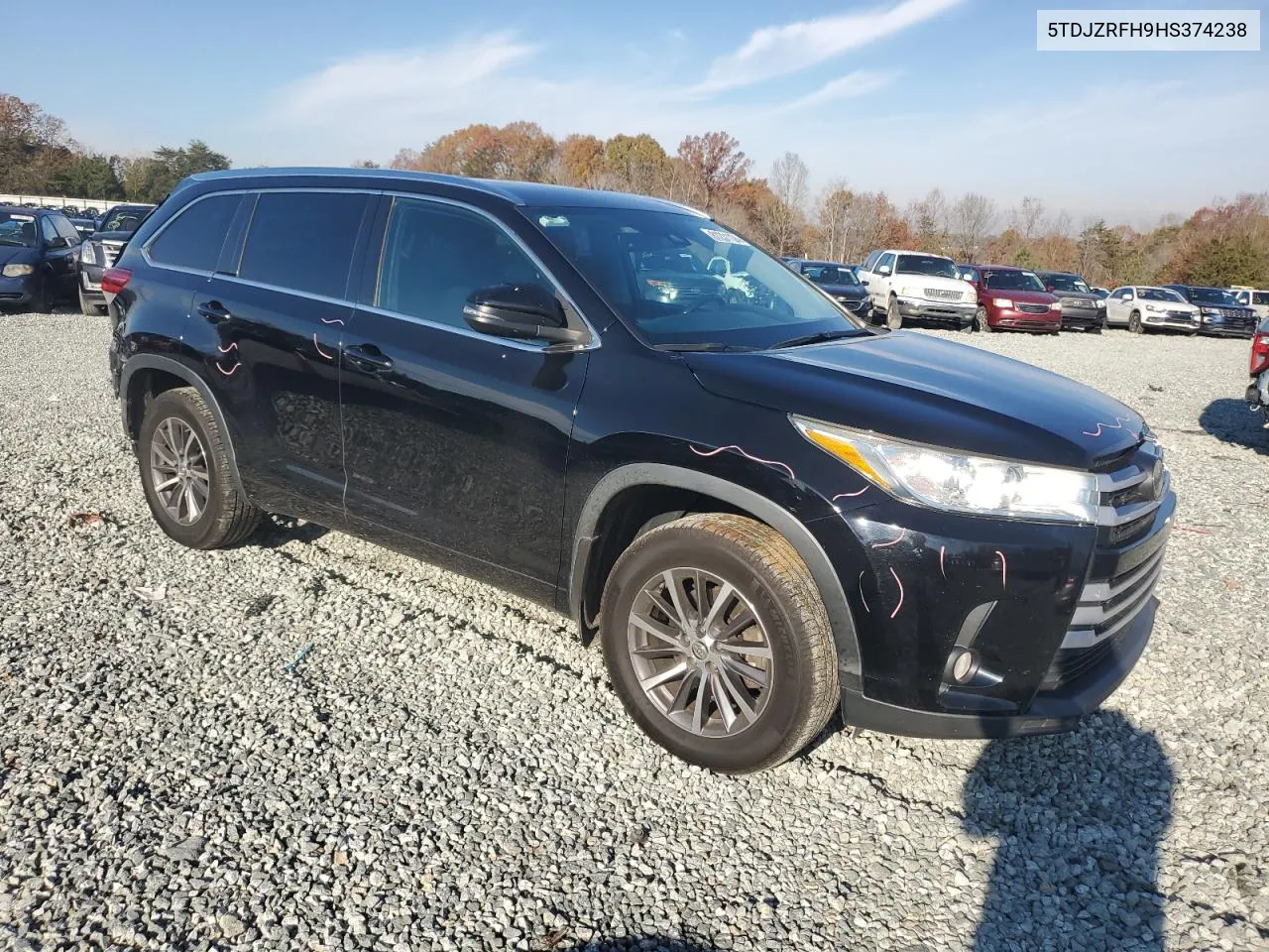 2017 Toyota Highlander Se VIN: 5TDJZRFH9HS374238 Lot: 81231124