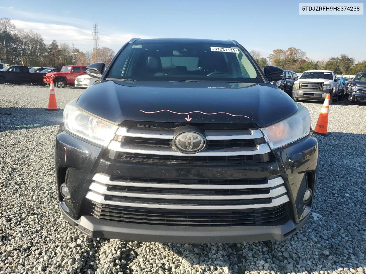 2017 Toyota Highlander Se VIN: 5TDJZRFH9HS374238 Lot: 81231124