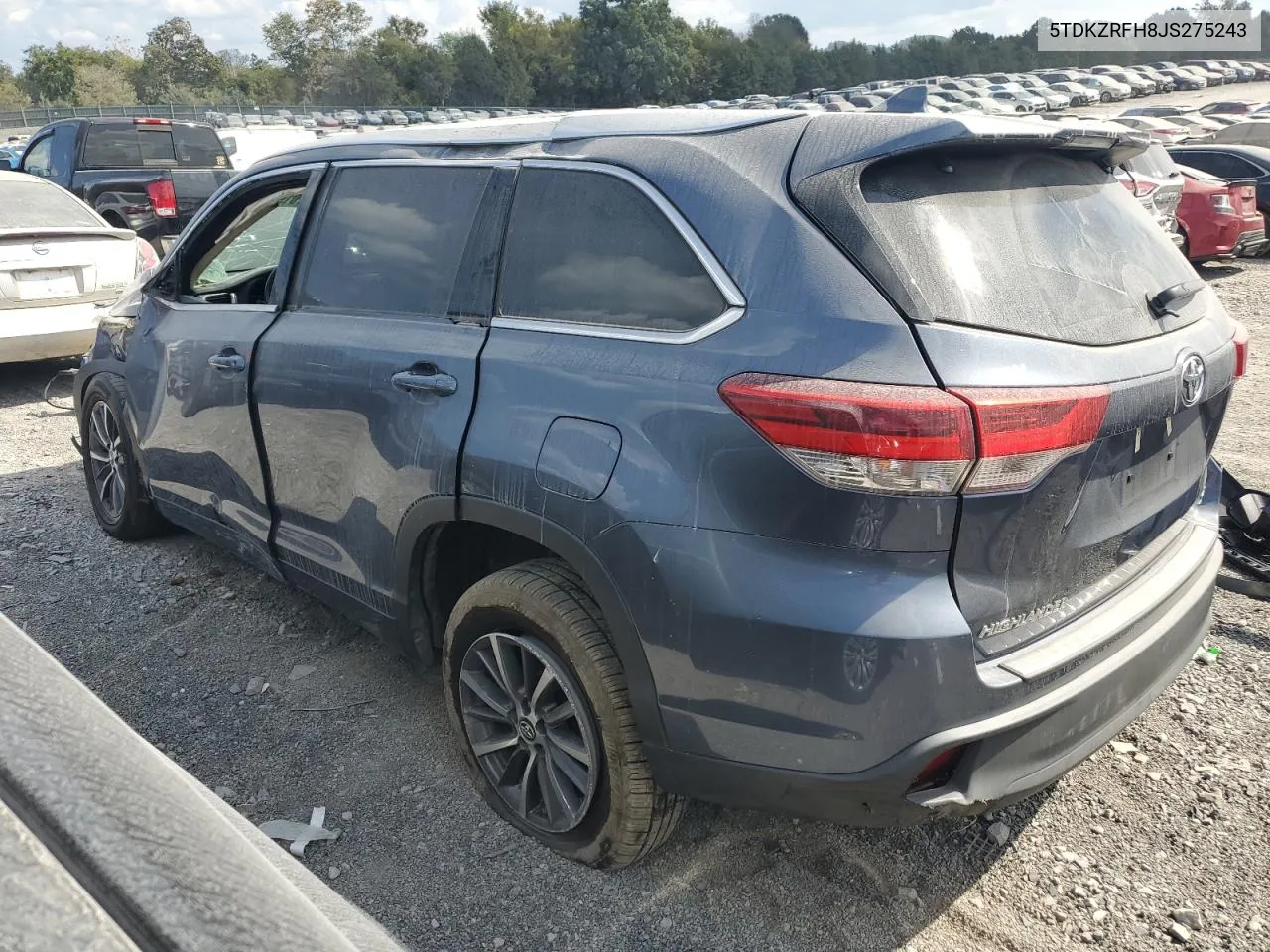 2018 Toyota Highlander Se VIN: 5TDKZRFH8JS275243 Lot: 68678084