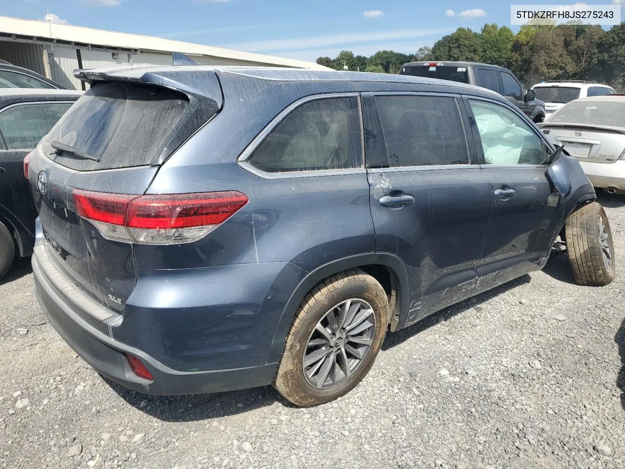 2018 Toyota Highlander Se VIN: 5TDKZRFH8JS275243 Lot: 68678084