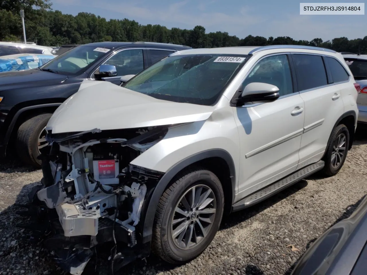 2018 Toyota Highlander Se VIN: 5TDJZRFH3JS914804 Lot: 69391574