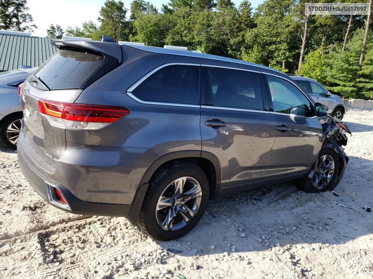 2018 Toyota Highlander Limited VIN: 5TDDZRFH5JS817892 Lot: 69614744