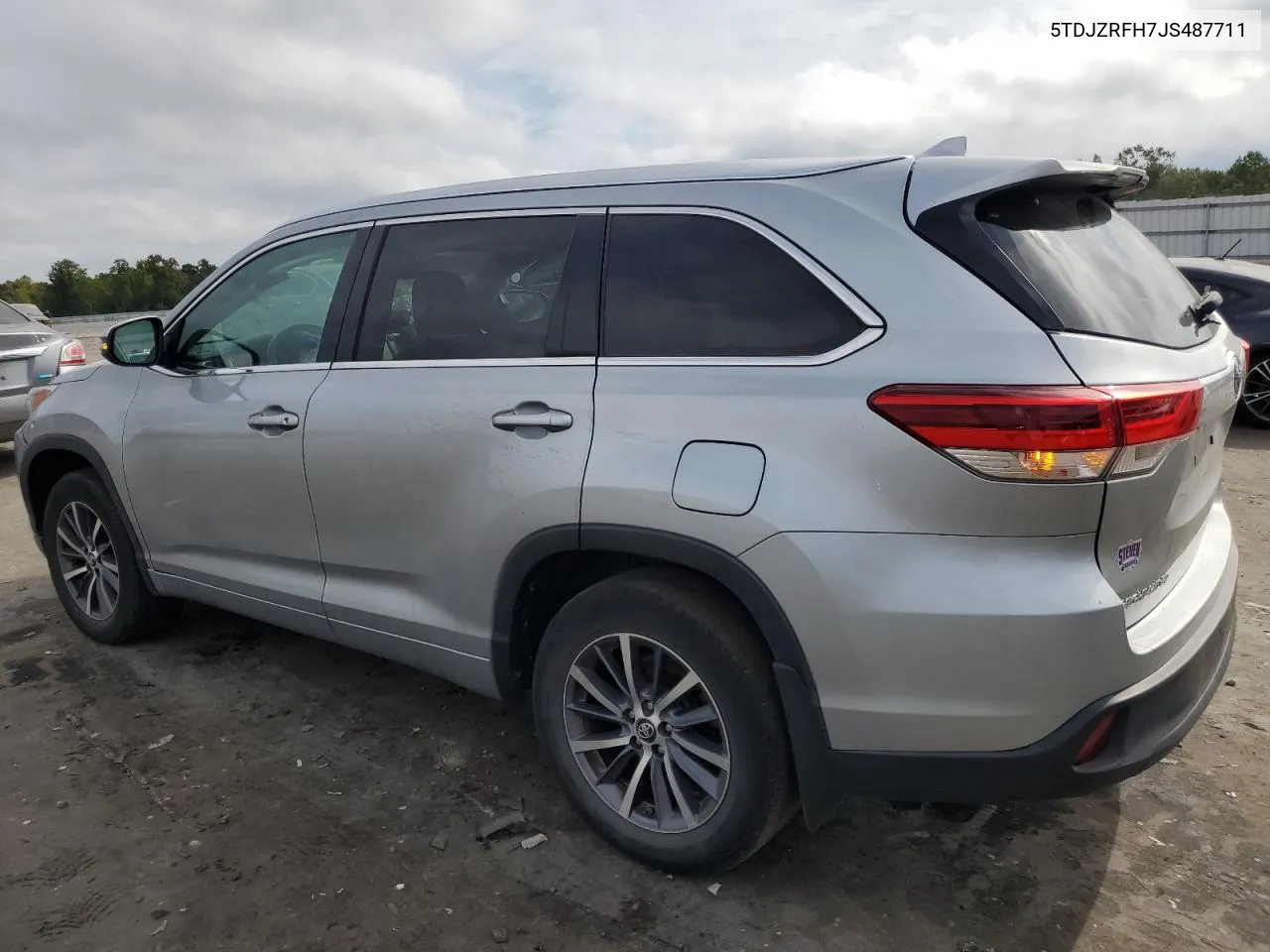 2018 Toyota Highlander Se VIN: 5TDJZRFH7JS487711 Lot: 71027734